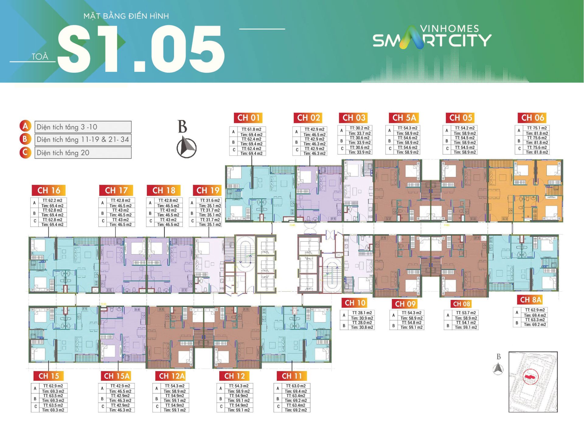 Mặt Bằng Tòa S1.05 Vinhomes Smart City