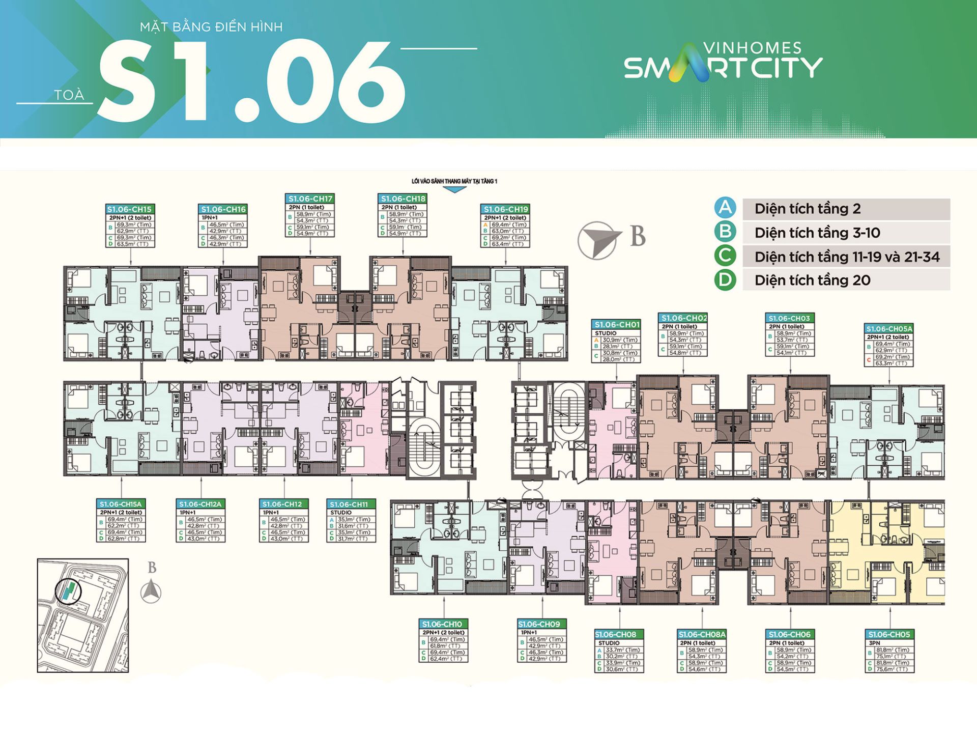 Mặt Bằng Tòa S1.06 Vinhomes Smart City