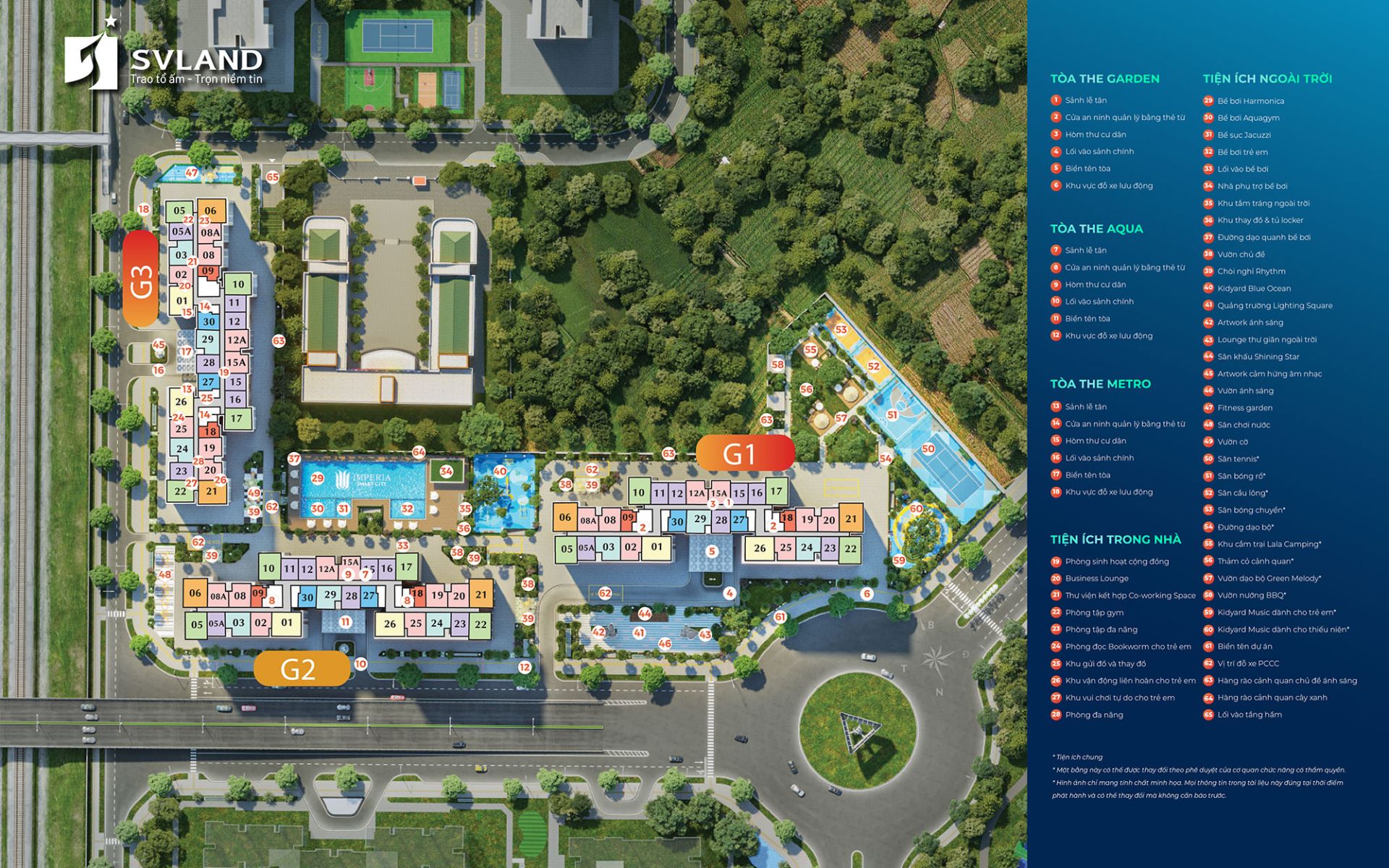 Mặt bằng tiện ích toà G1 - G2 - G3 The Sola Park Imperia Smart City