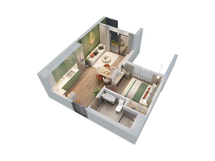 Thiết kế Căn hộ 1PN 42.7 m2