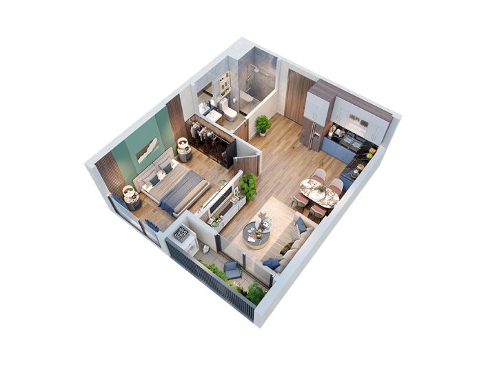 Thiết kế Căn hộ 1PN 43.4 m2