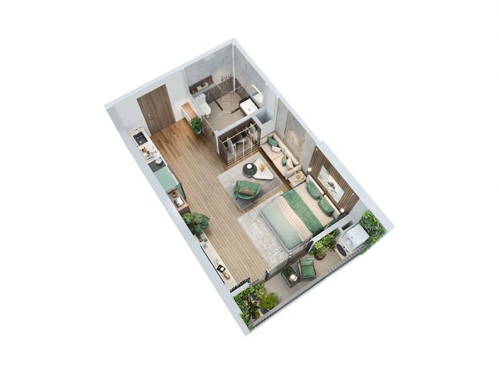 Thiết kế Căn hộ studio 34.8 m2