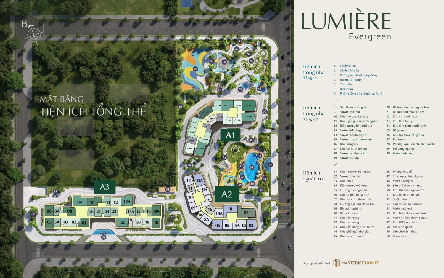 Mặt bằng tiện ích tổng thể Lumiere Evergreen